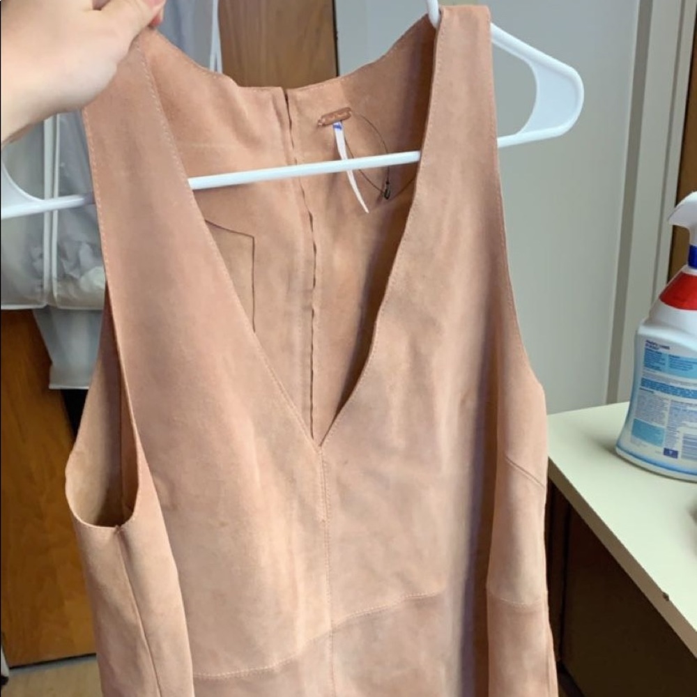 Free People Leather (ish) pale pink dress